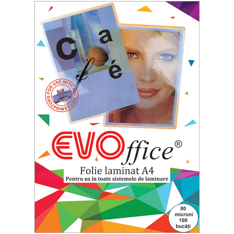 Folie laminat A4 (216*303 mm) 80 microni 100 coli/top  EVOffice