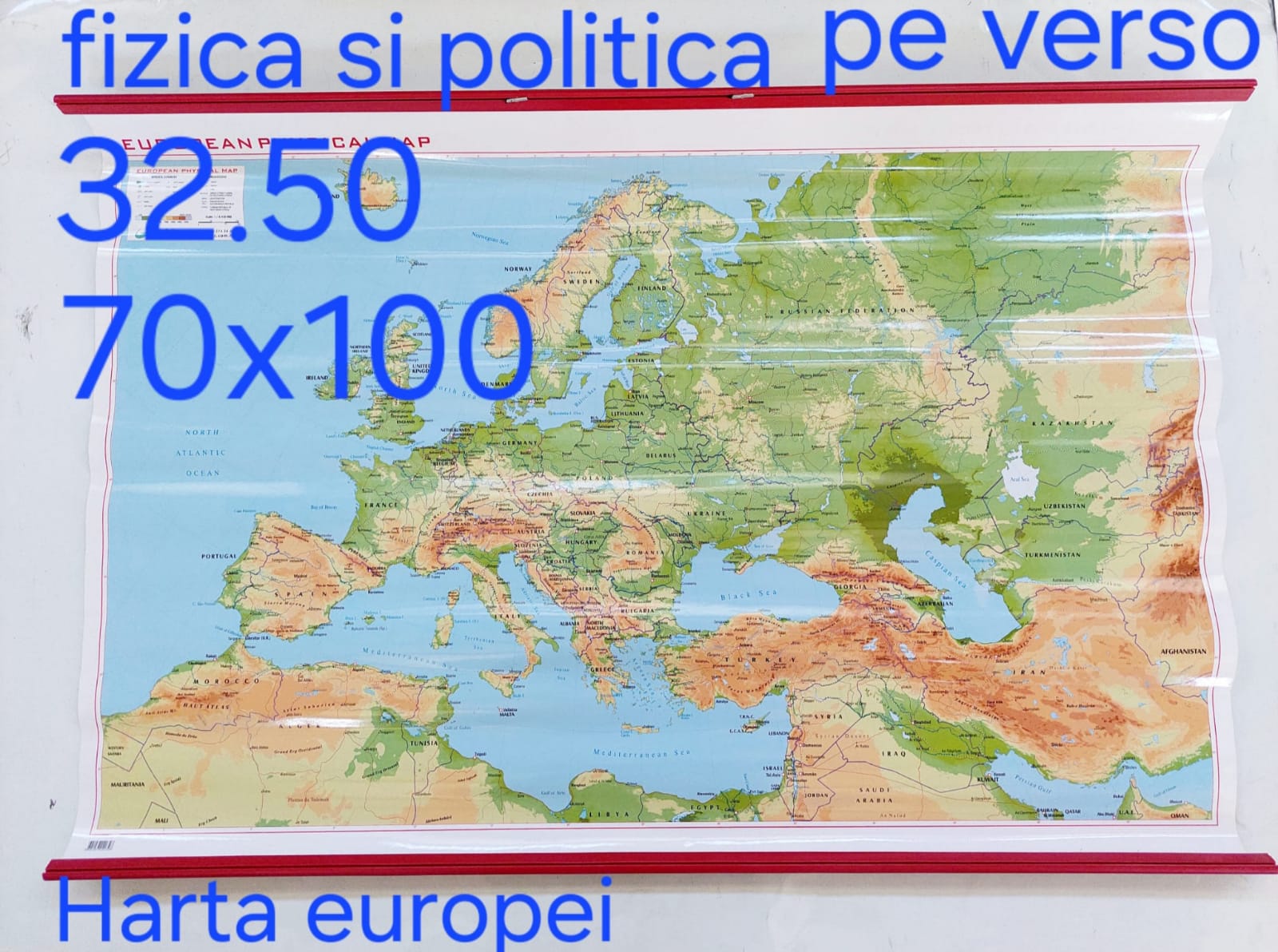Gürbüz Publishing Gürbüz Publishing Harta europei , fizica si politica, cu doua fete , 70x100cm