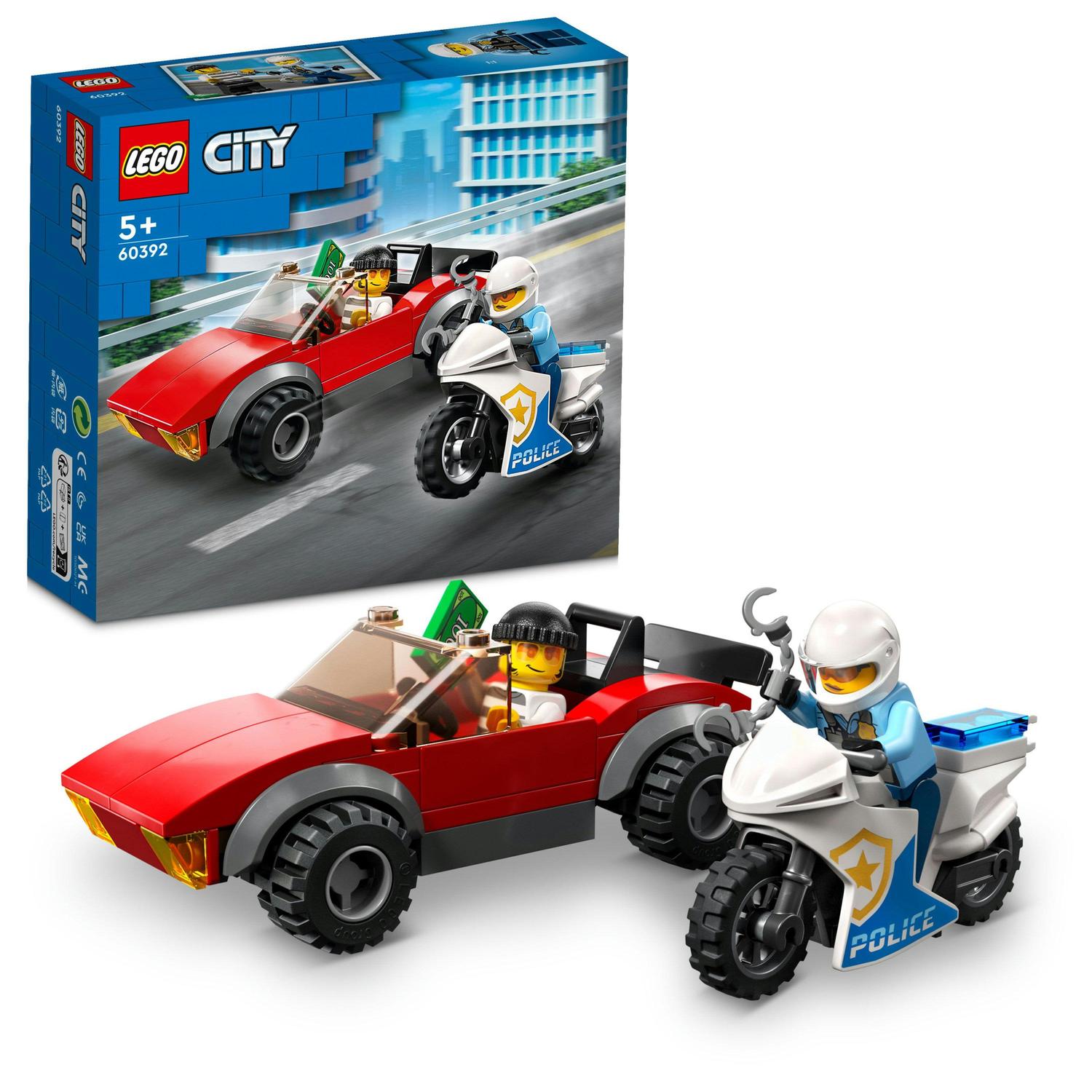 Lego Lego city, politist pe motocicleta in urmarirea unei masini, numar piese 59, varsta 5+ 