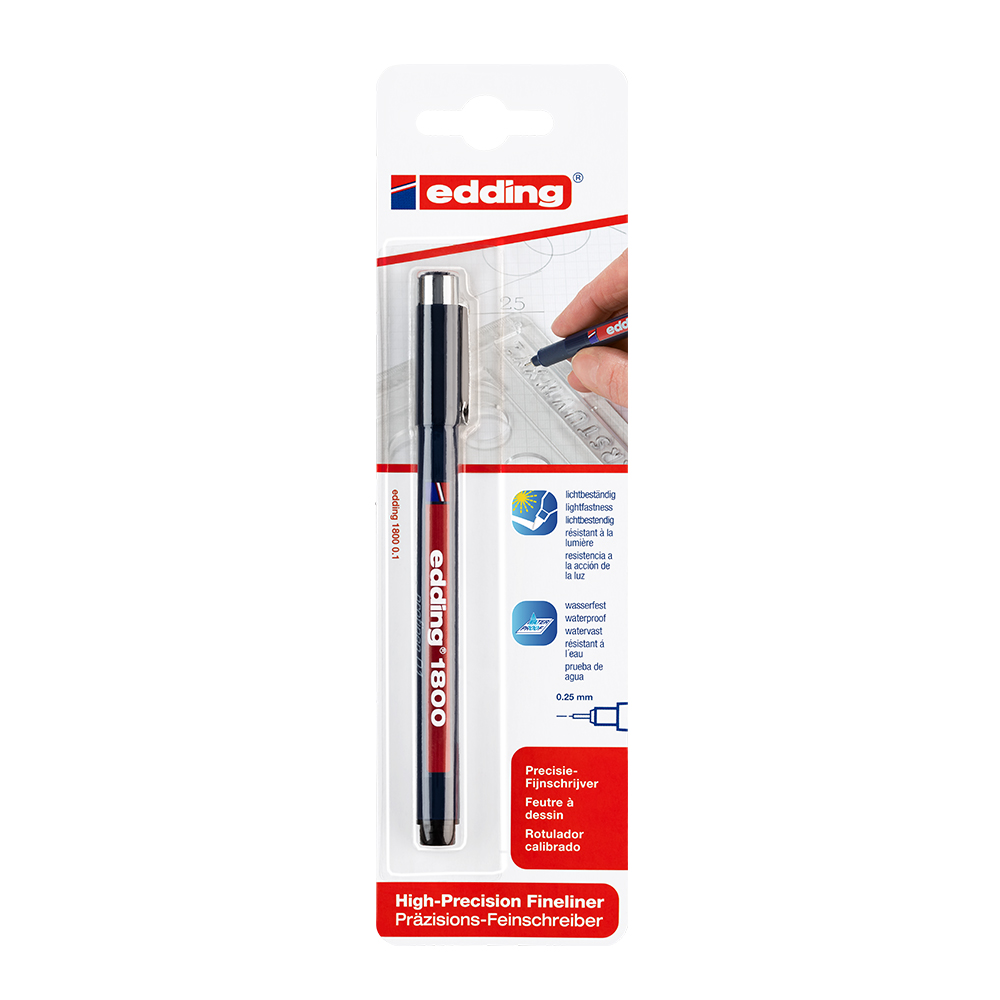 planseta desen Edding Liner edding 1800 desen tehnic, varf 0.1 mm, negru, blister