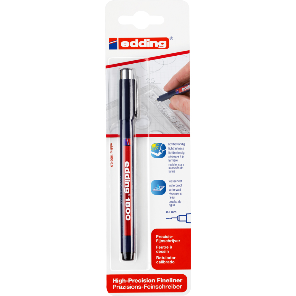 planseta desen Edding Liner edding 1800 desen tehnic, varf 0.5 mm, negru, blister