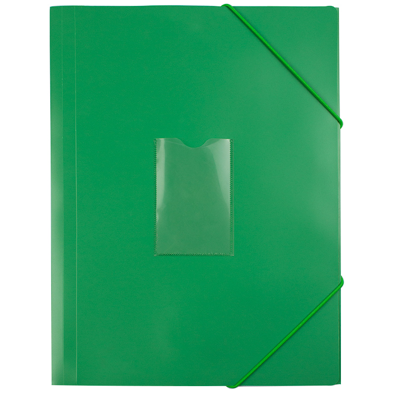 Mapa plastic rigid A4 (318*237mm) cu elastic si buzunar pt carte vizita EVOffice -verde