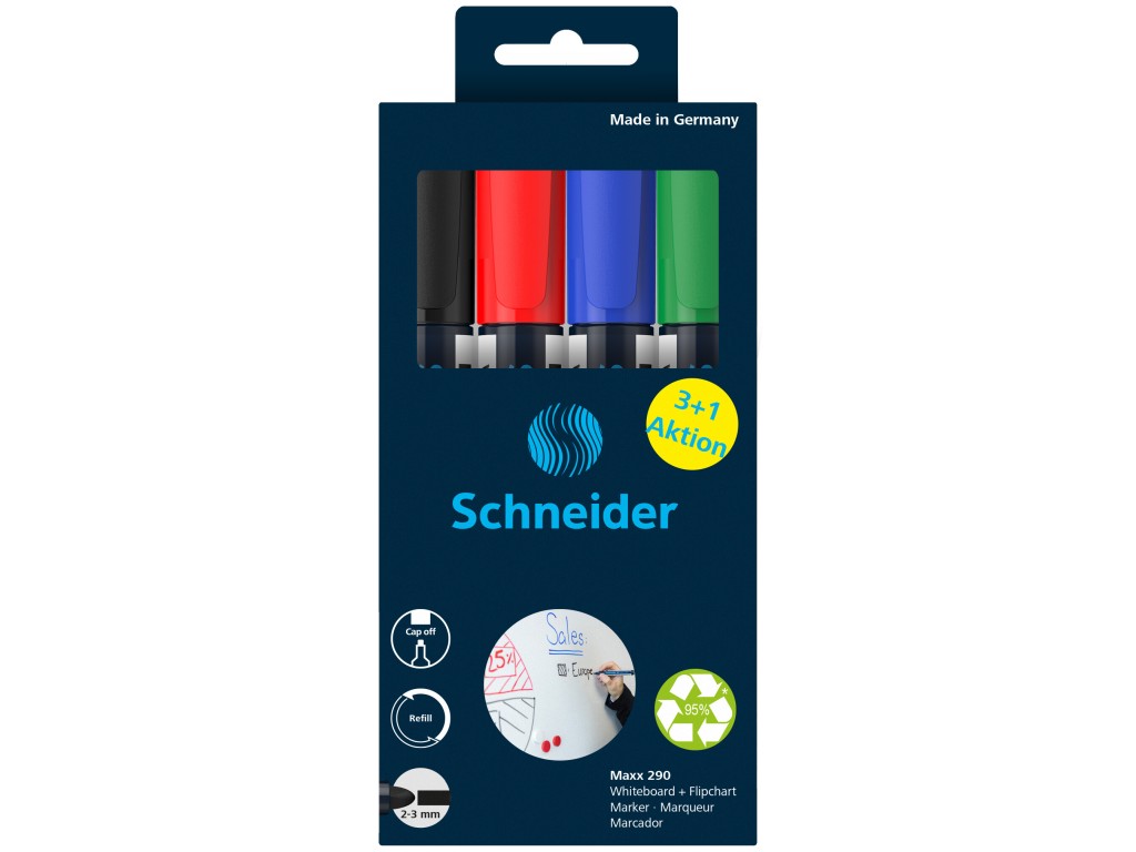 magic whiteboard Schneider Marker whiteboard + flipchart 290 schneider 4/set