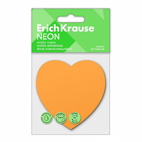 ErichKrause ErichKrause Notes adeziv 50 foi neon inima portocaliu , erichkrause