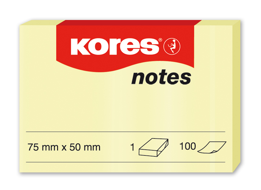 NOTES ADEZIV 50*75MM GALBEN PAL 100 FILE KORES