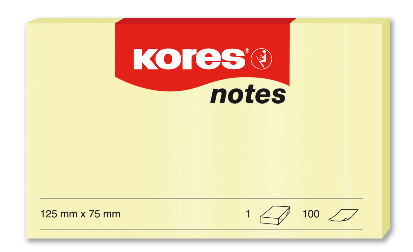 NOTES ADEZIV 75*125MM GALBEN PAL 100 FILE KORES