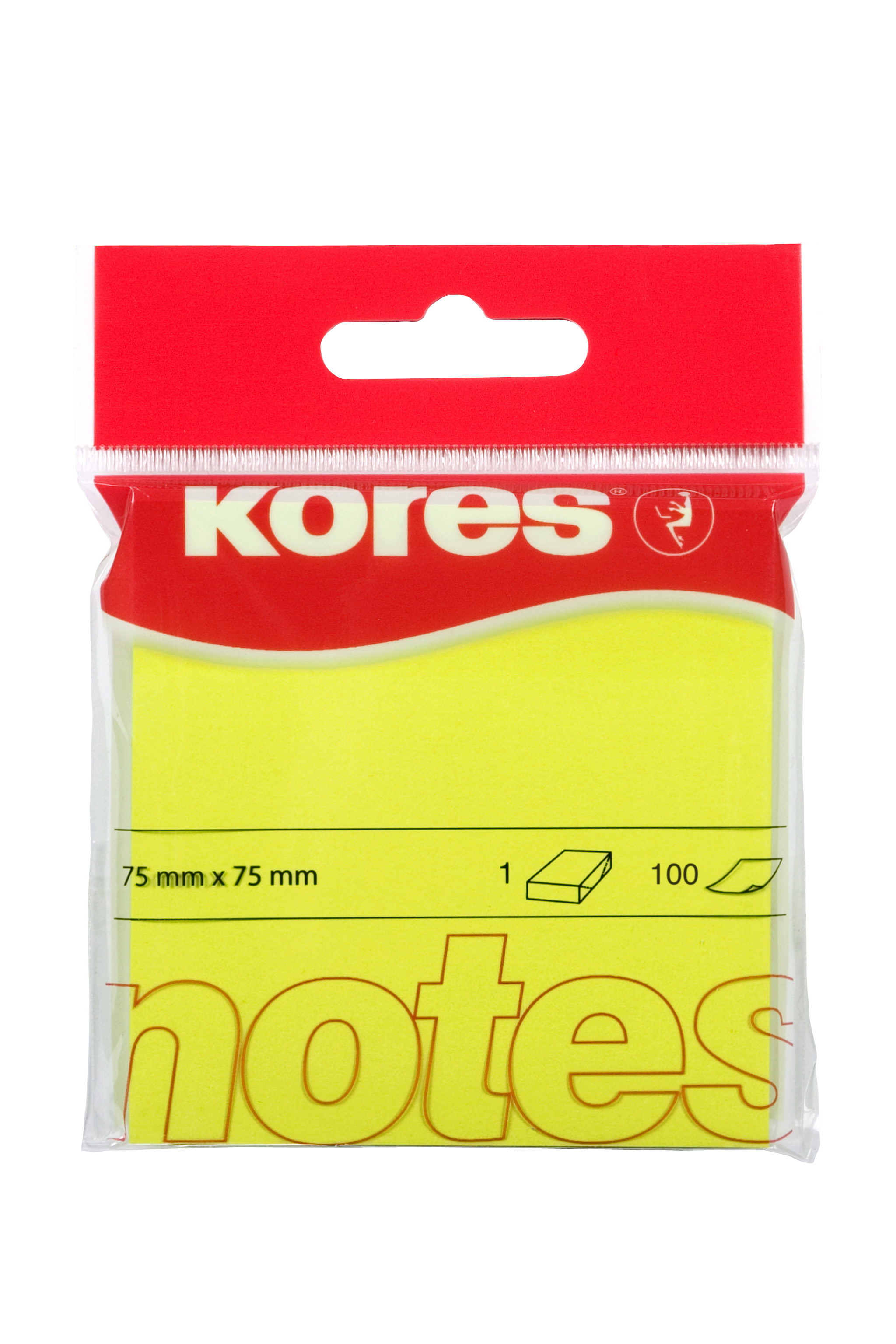 NOTES ADEZIV 75*75MM GALBEN NEON 100 FILE KORES