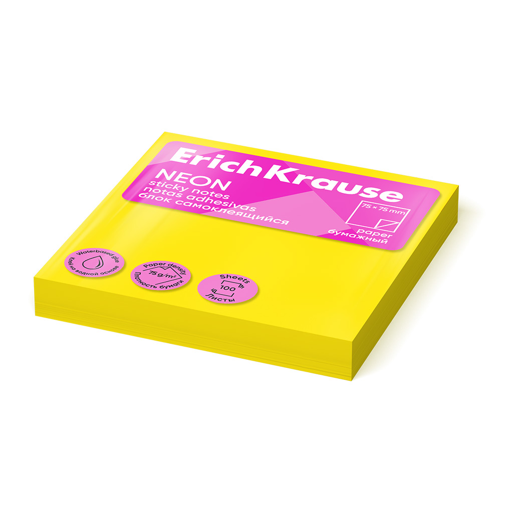 ErichKrause ErichKrause Notes adeziv 75x75 erichkrause 100 foi galben neon