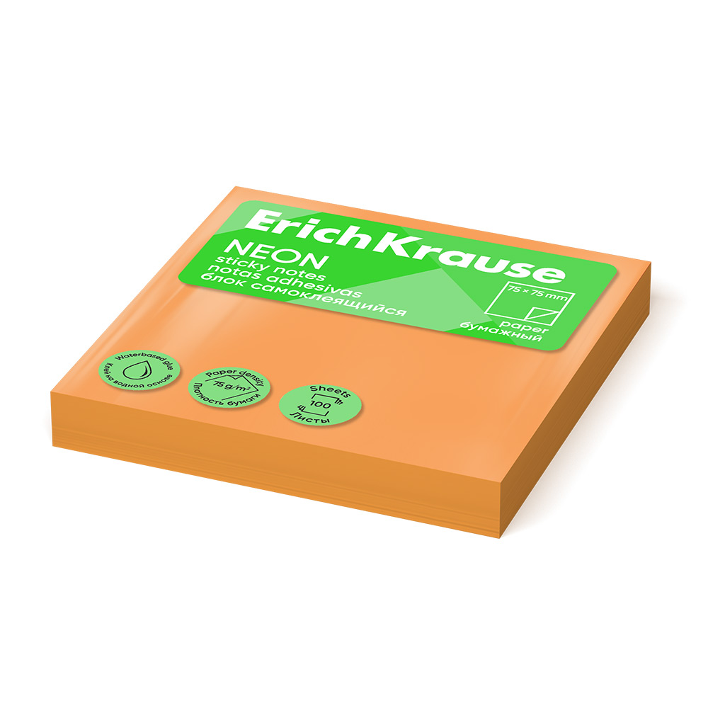 ErichKrause ErichKrause Notes adeziv 75x75 erichkrause 100 foi orange neon