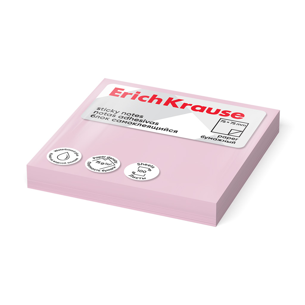 ErichKrause ErichKrause Notes adeziv 75x75 erichkrause 100foi roz