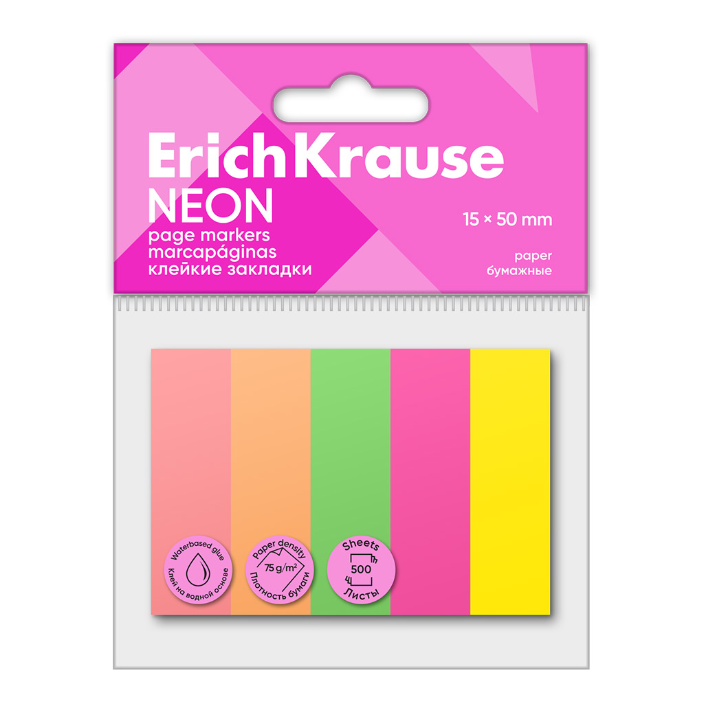 ErichKrause ErichKrause Notes adeziv erichkrause neon 15x50mm, 500 foi, 5 culori