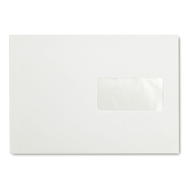 Plic C5 (162*229 mm) alb, siliconic, 80gr/mp cu fereastra dr - deschidere pe lat mare, clapa dr