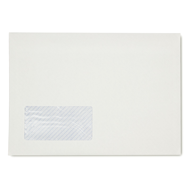 Plic C5 (162*229 mm) alb, siliconic, 80gr/mp cu fereastra st - deschidere pe lat mare, clapa dr