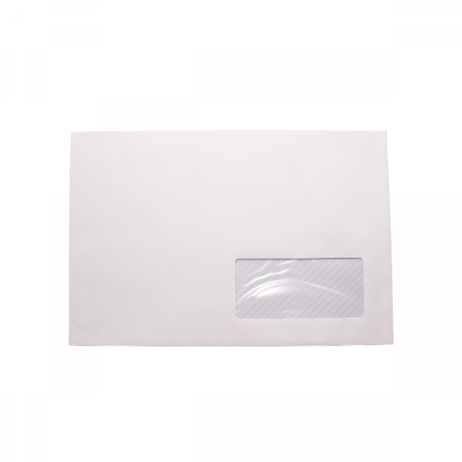 Plic C5 (162x229 mm) alb, siliconic, 80 gr/mp cu fereastra dreapta - deschidere pe latura mare