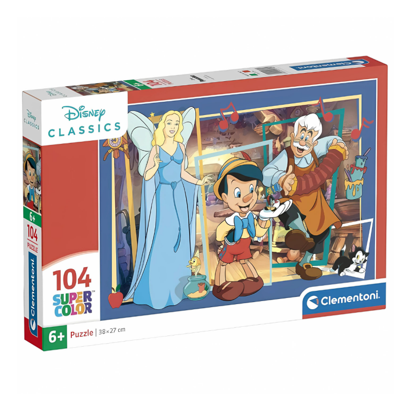 Clementoni Clementoni Puzzle carton 104 piese clementoni pinochio, 25756, +6 ani