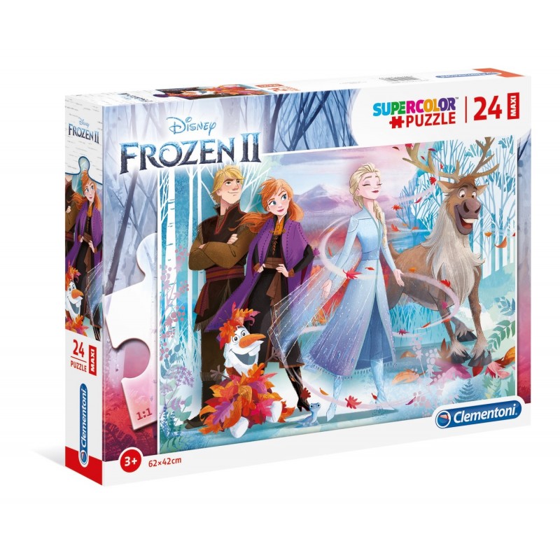 Clementoni Clementoni Puzzle carton 24 piese clementoni supercolor maxi - frozen - in the wood, 28513, 3+ ani