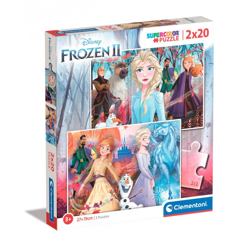 Clementoni Clementoni Puzzle carton 2in1 20 piese clementoni supercolor - frozen - set 2x, 24759, 3+ ani