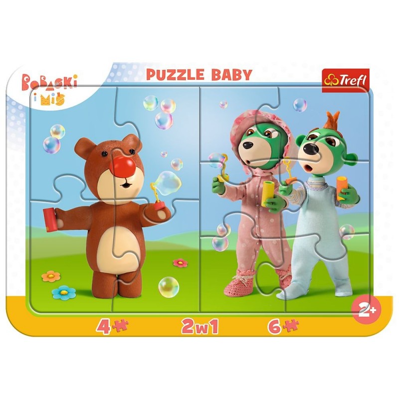 Trefl Trefl Puzzle carton 2in1 4-6 piese trefl bobaski i mis, 80026, 2+ ani
