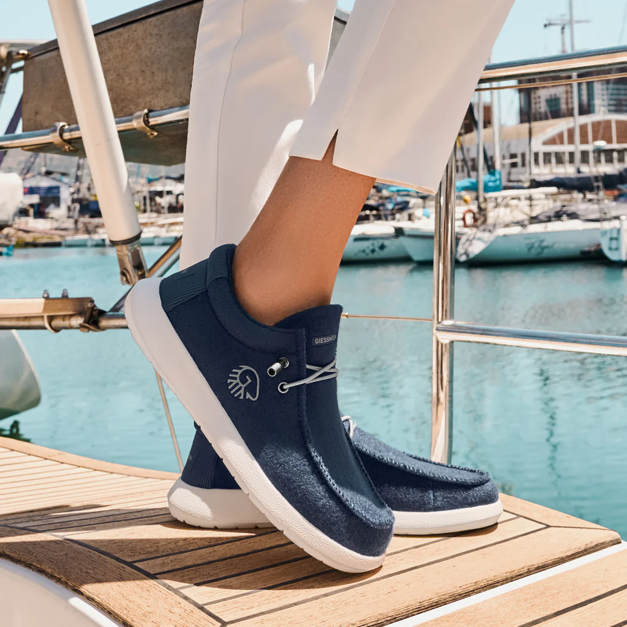 Mocasini Merino Giesswein, din lana, de dama, bleumarin 36EU