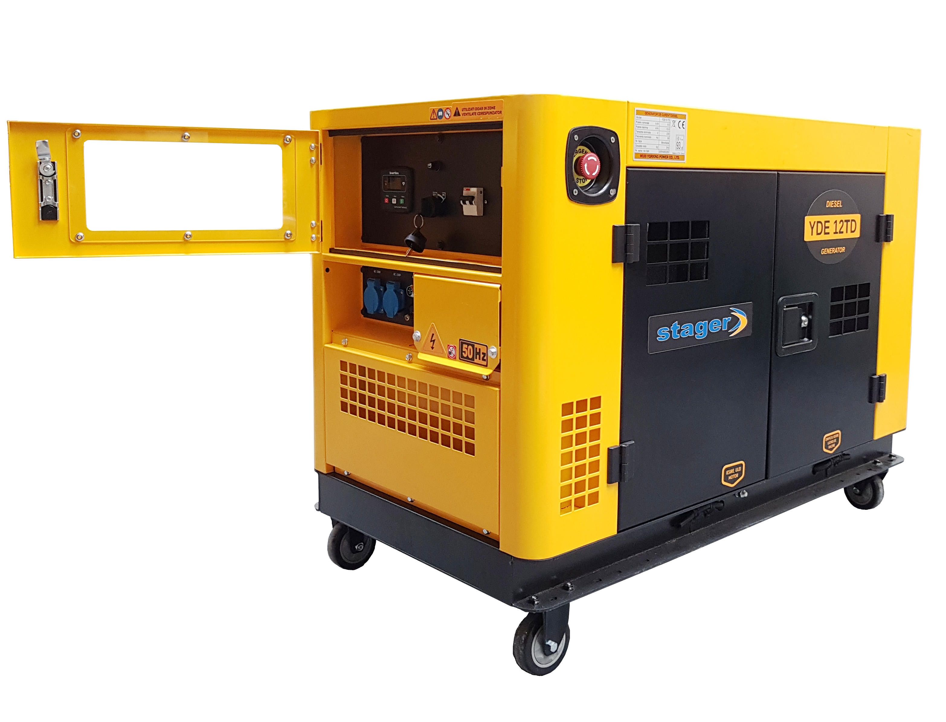 Generatoare insonorizate - Generator insonorizat diesel monofazat Stager YDE12TD, 8.5kVA, 37A, 3000rpm, climasoft.ro