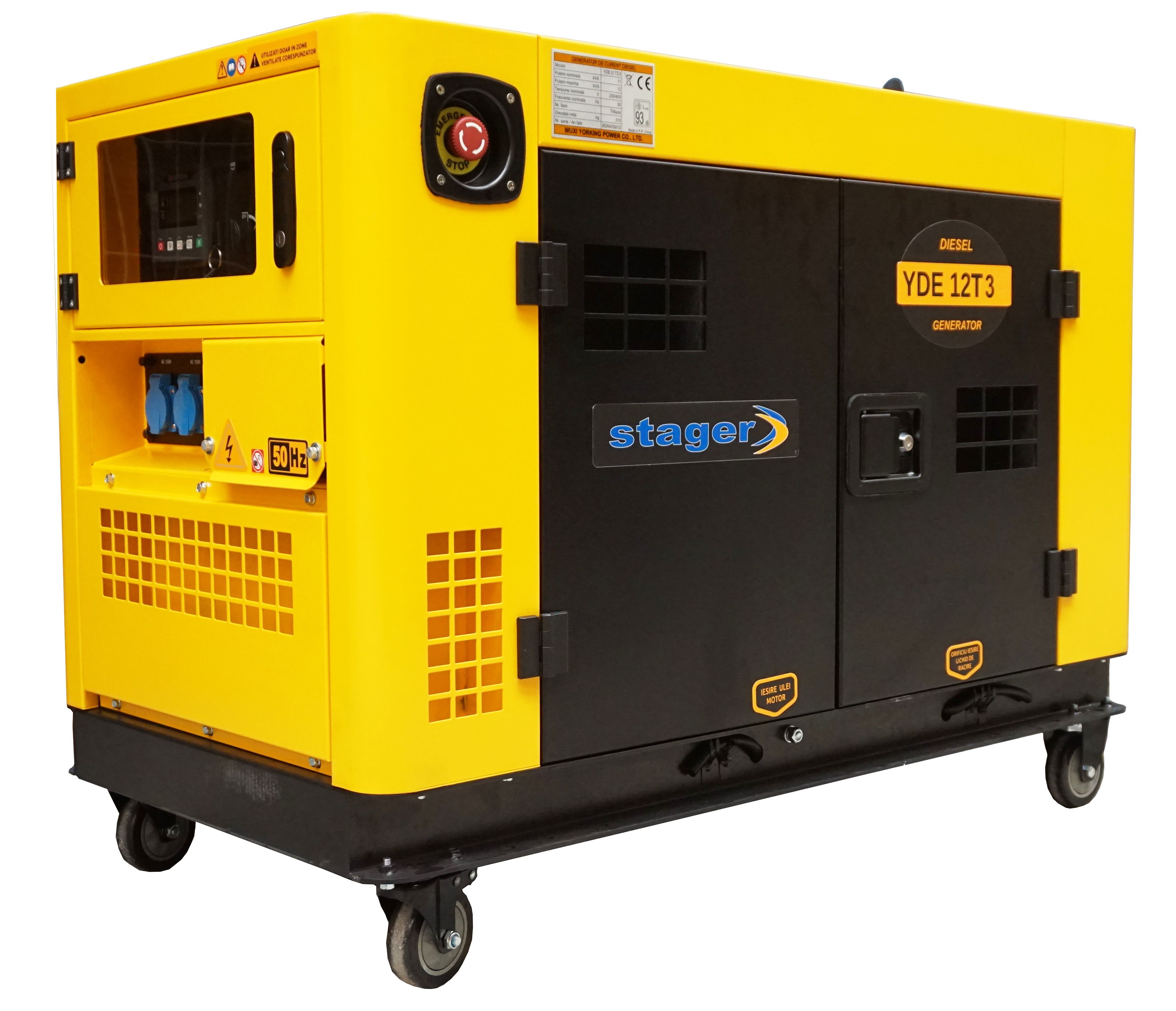Generatoare insonorizate - Generator insonorizat diesel trifazat Stager YDE12T3, 10kVA, 14A, 3000rpm, climasoft.ro
