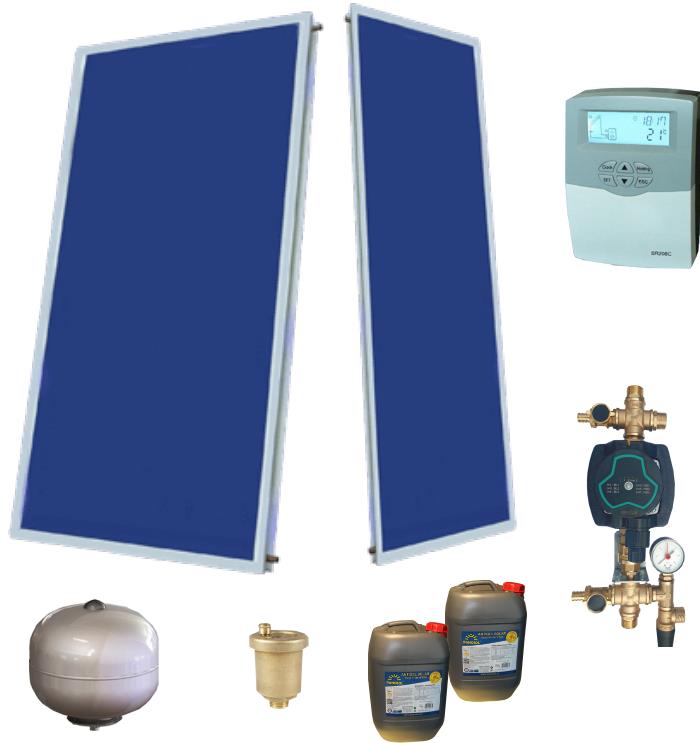 Panouri solare cu boiler in casa - Pachet Panosol 2P Confort panou solar plan fara boiler, climasoft.ro