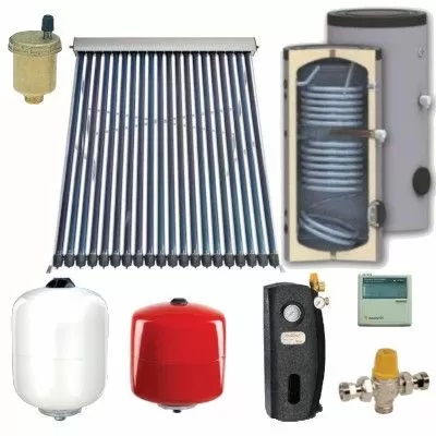 Panouri solare cu boiler in casa - Pachet panou solar cu 30 tuburi vidate si boiler bivalent de 200 litri Sontec SPA-S58, climasoft.ro