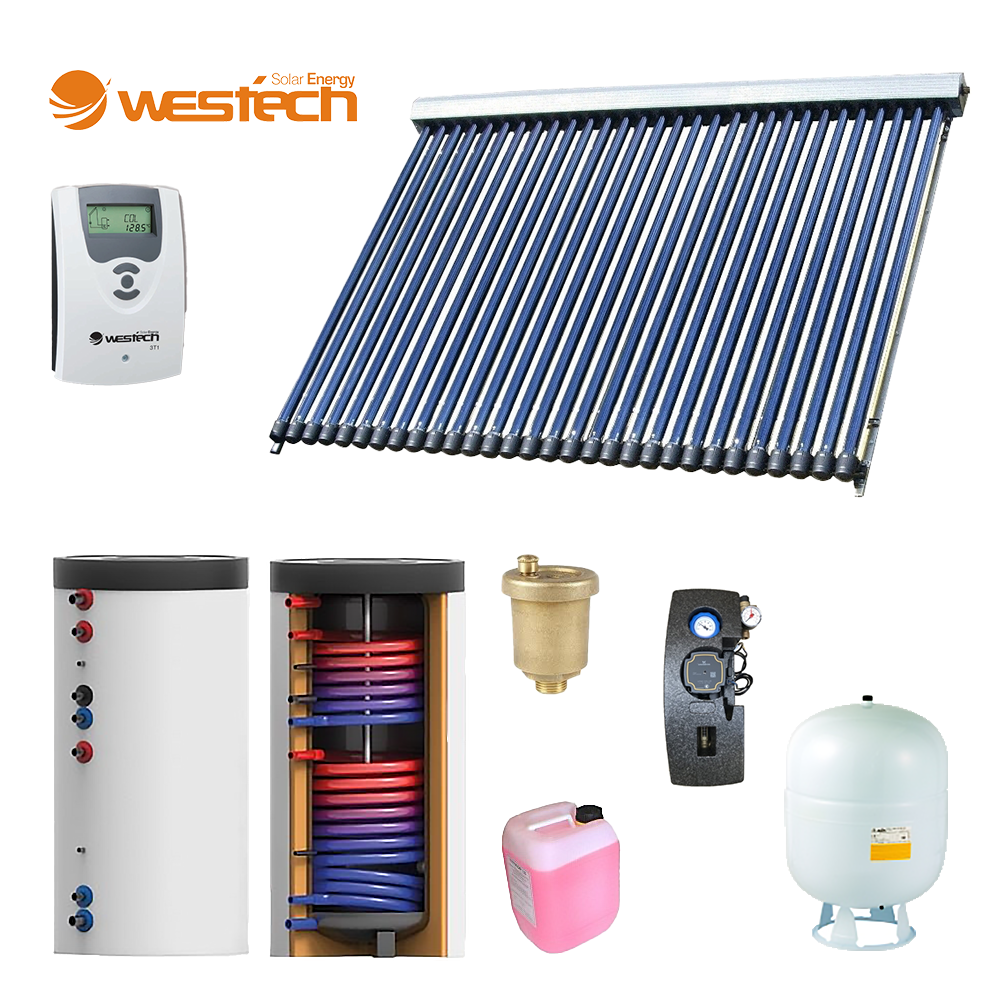 Panouri solare cu boiler in casa - Pachet Westech WT-B58 panou solar cu 30 tuburi vidate si boiler bivalent 300 litri, climasoft.ro