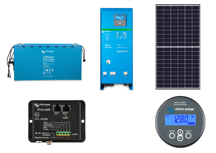 Sisteme fotovoltaice hibride - Sistem fotovoltaic Hibrid 5 kW monofazat Victron Energy - energie produsa 6800 kWh/an, climasoft.ro