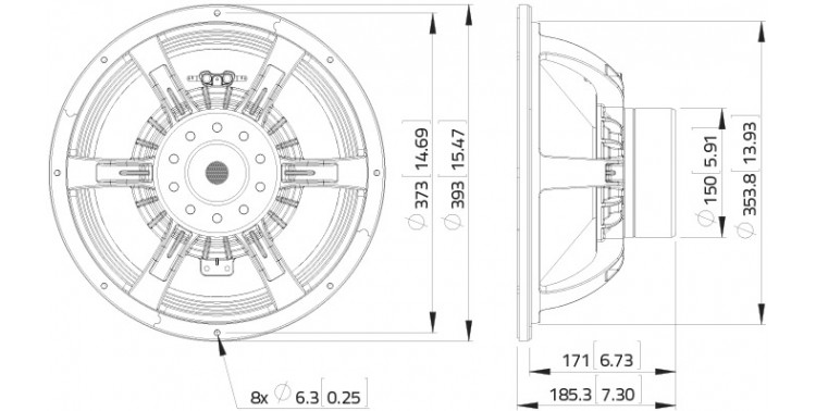Difuzor woofer 15 inch Lavoce WAN154.01 - 8 Ohm - audioclub.
