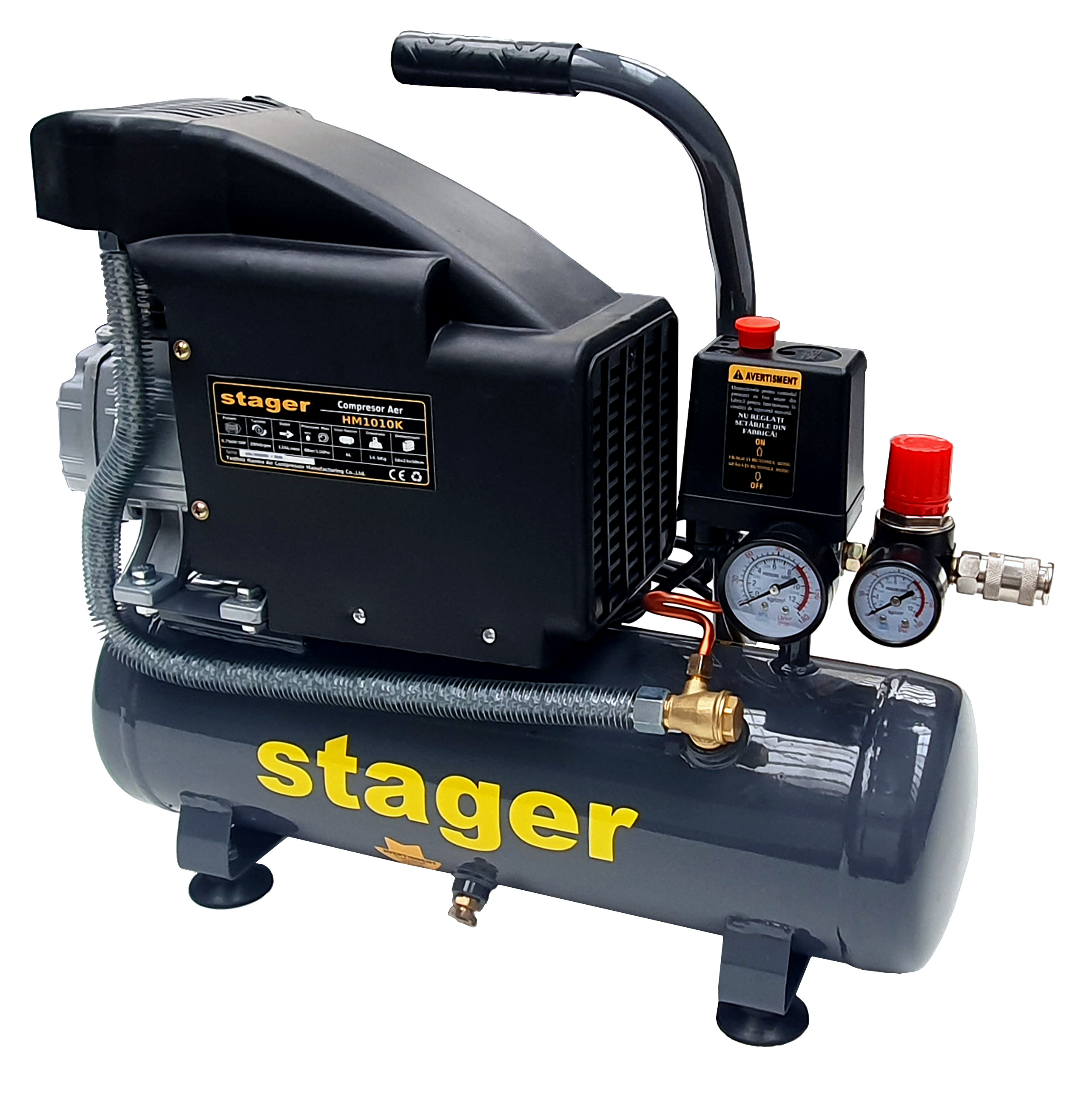 Stager HM1010K compresor aer, 6L, 8bar, 126L/min, monofazat, angrenare directa