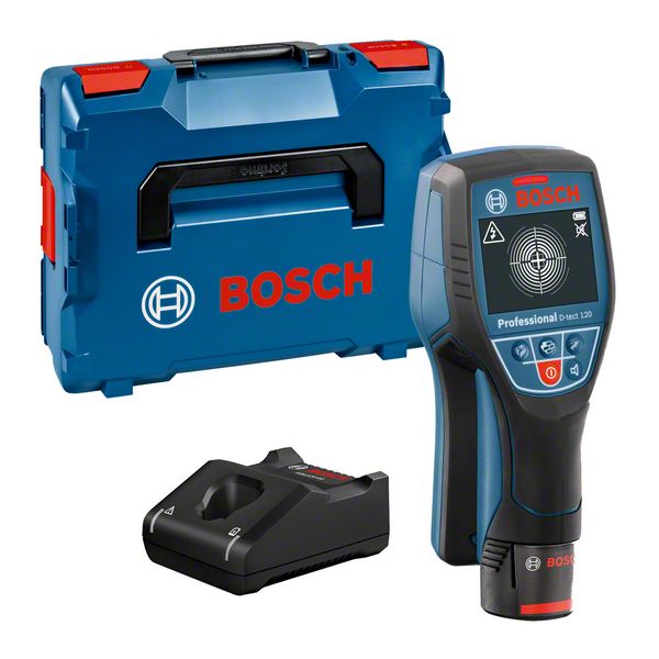 Bosch D-Tect 120 Detector, 120mm + 1 x Acumulator GBA 12V 2.0Ah + Incarcator rapid GAL 12V-40 Professional + L-Boxx 136