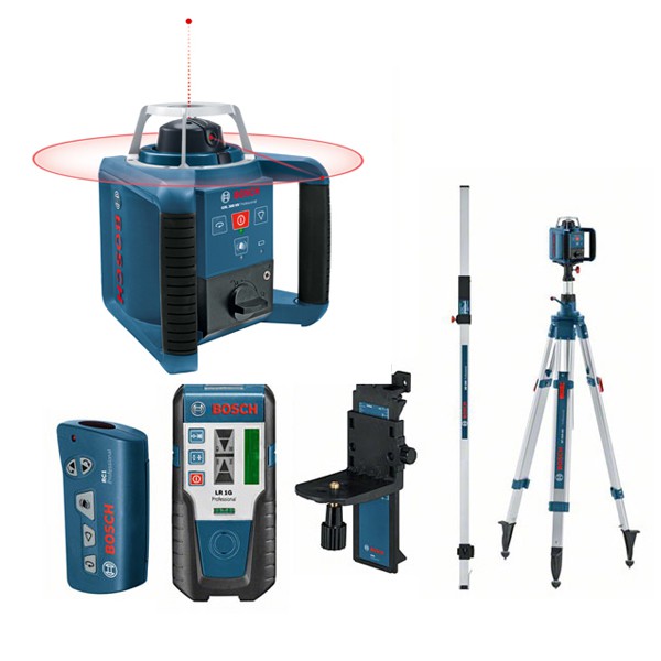 Bosch GRL 300 HV + BT300 + GR240 Set nivela laser rotativa, 60m, receptor 300m, precizie 0.1 mm/m