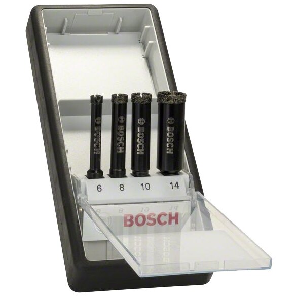 Bosch Set 4 burghie diamantate Robust Line pentru gaurire umeda, ceramica, D6-14mm