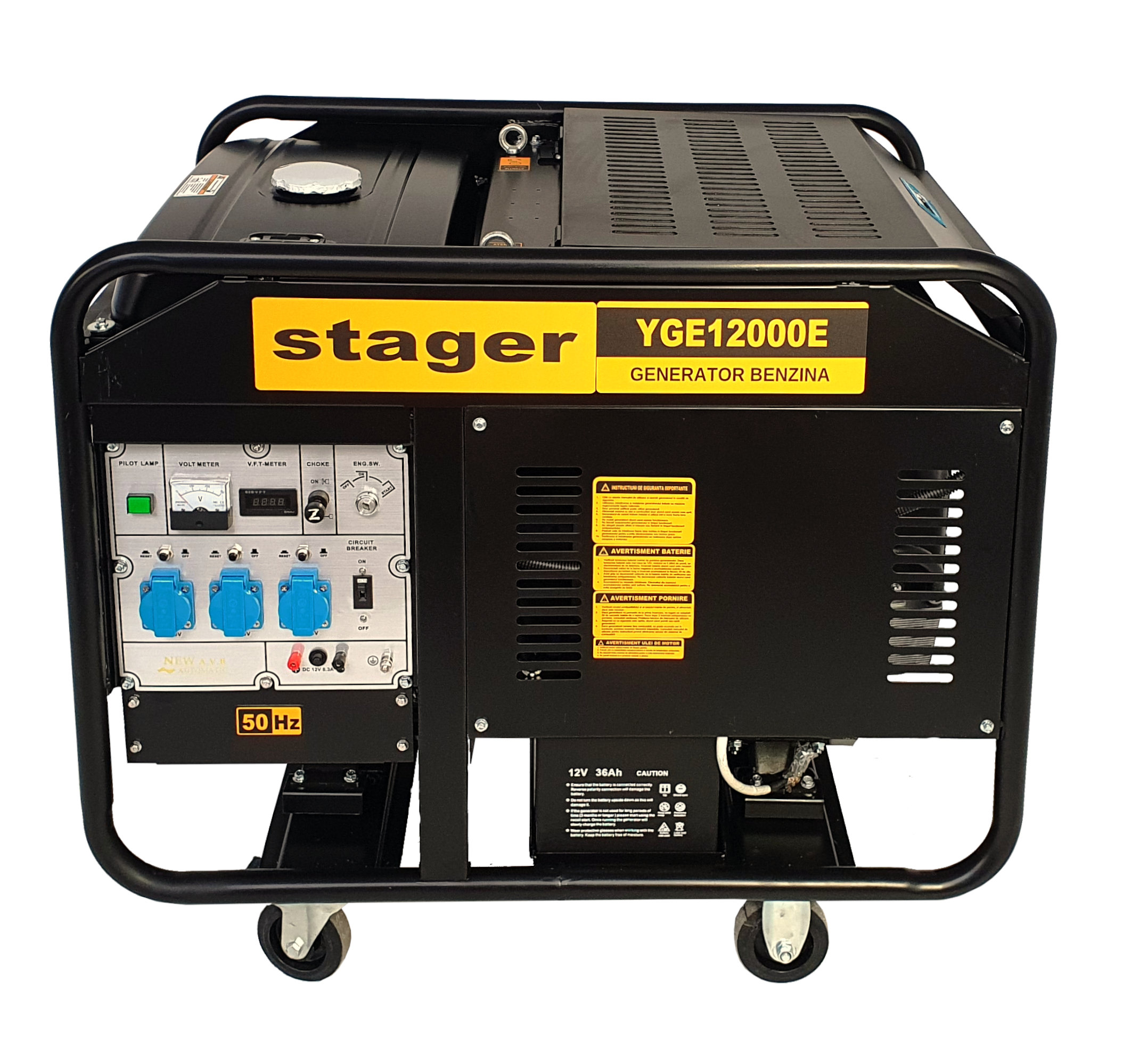 Stager YGE12000E Generator open-frame 10kW, monofazat, benzina, pornire electrica