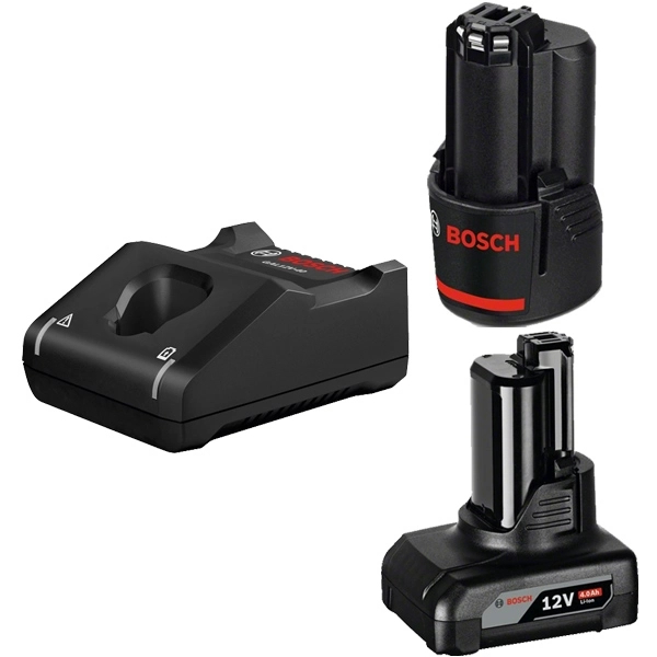 Bosch 2xGBA12V + GAL12V-40 Set 2 acumulatori Li-Ion 12V, 1x 2Ah, 1x 4Ah + Incarcator rapid 4Ah