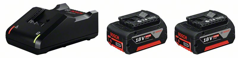 Bosch 2xGBA18V + GAL18V-40 Set 2 acumulatori Li-Ion, 18V, 4Ah + Incarcator rapid de 4Ah