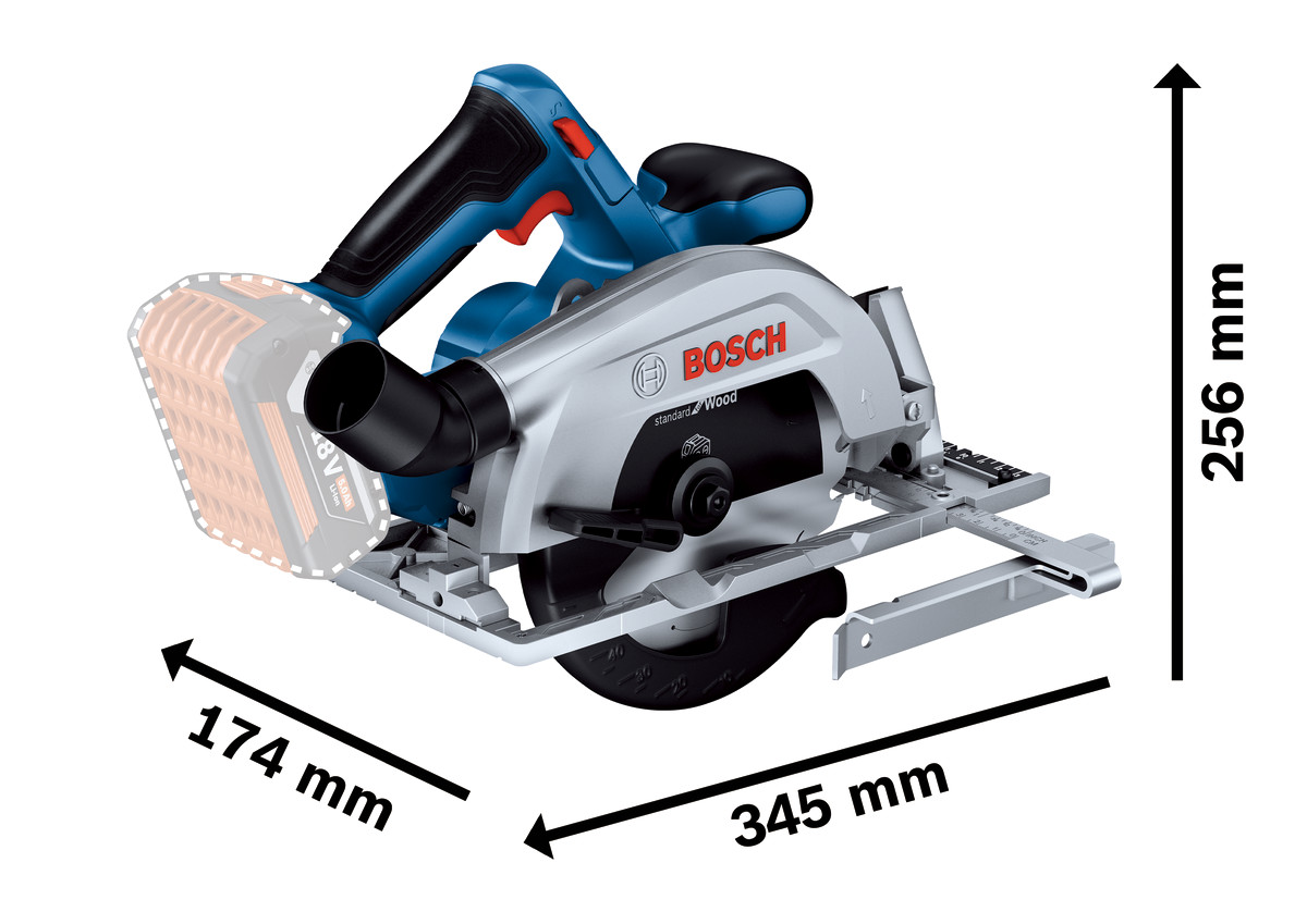 Bosch GKS 185-LI (solo) Fierastrau circular fara acumulator in set, 20mm, 165mm + panza ferastrau circular Standard for Wood