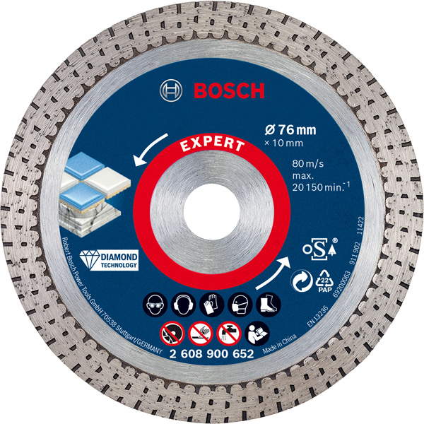 Bosch Disc diamantat Expert HardCeramic, 1.5x10x76mm