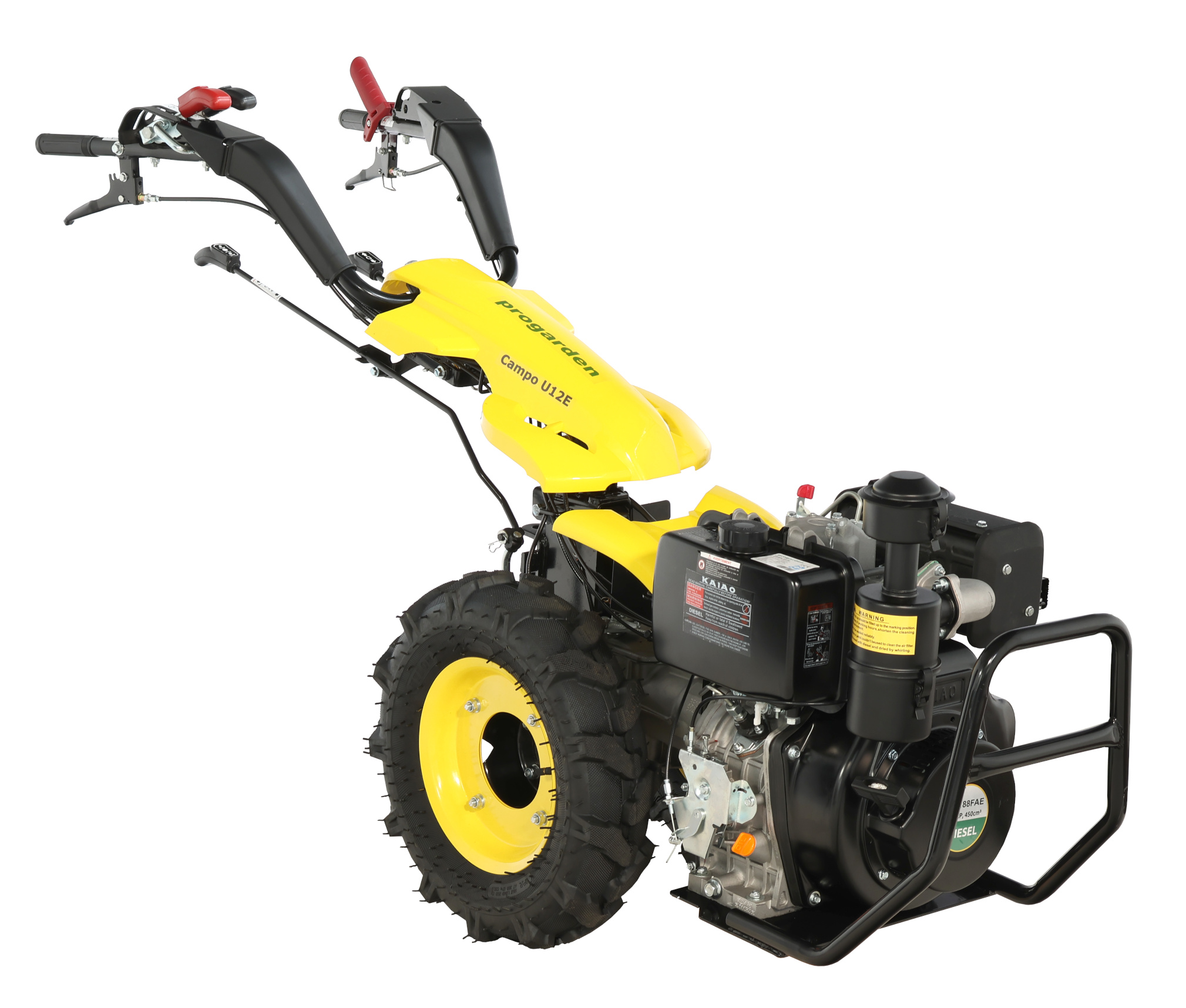 ProGARDEN Campo U12E motocultor multifunctional 12CP, diesel, pornire electrica, 3+2 viteze, reductor