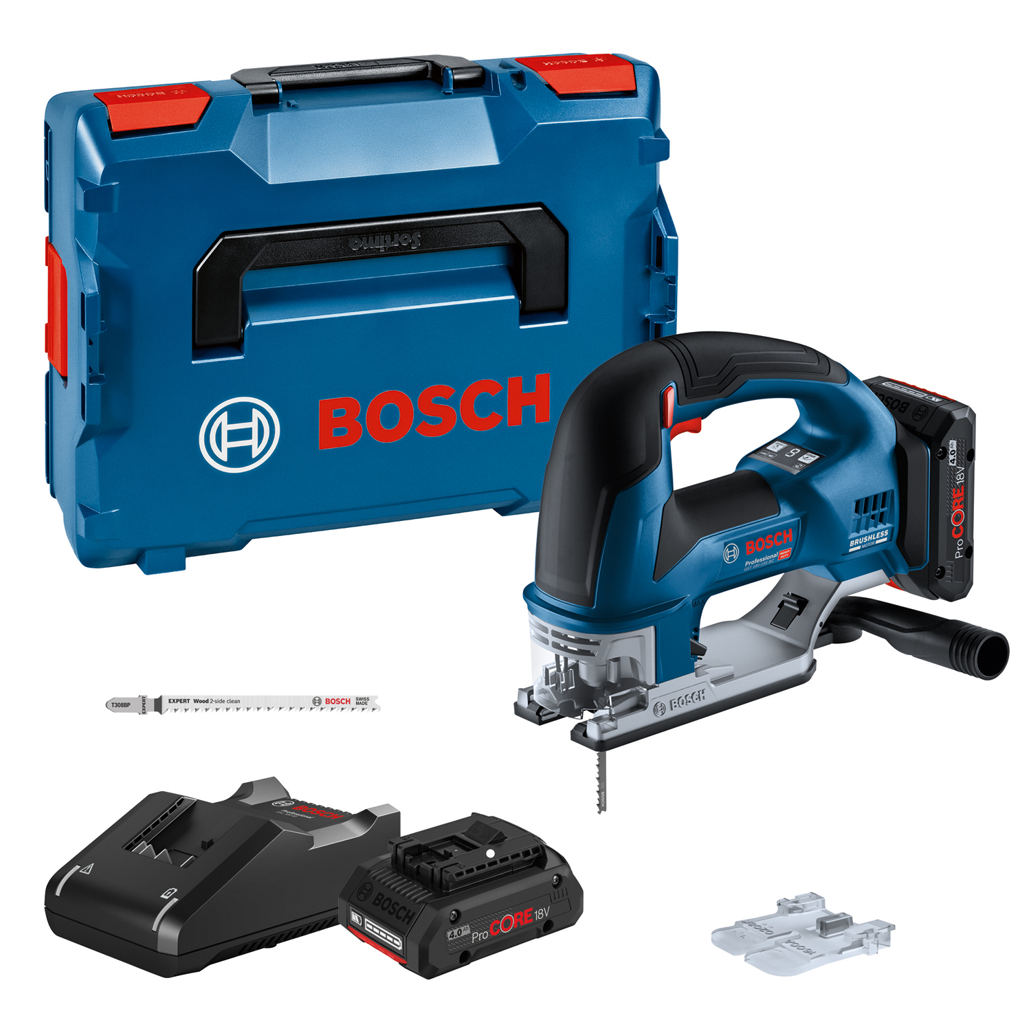 Bosch GST 18V-155 BC Ferastrau vertical brushless 20-155mm cu 2 acumulatori Li-Ion, 4Ah ProCore, 18V + L-Boxx