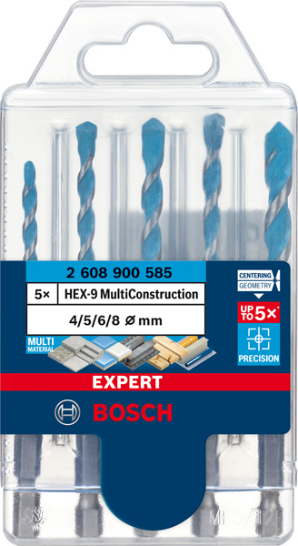 Bosch Set 5 burghie Expert HEX-9 MultiConstruction, 4-8mm