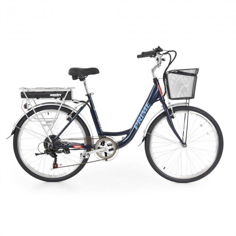 Bicicleta electrica HECHT PRIME BLUE cu sasiu din aluminiu, schimbator Shimano, acumulator 36 V