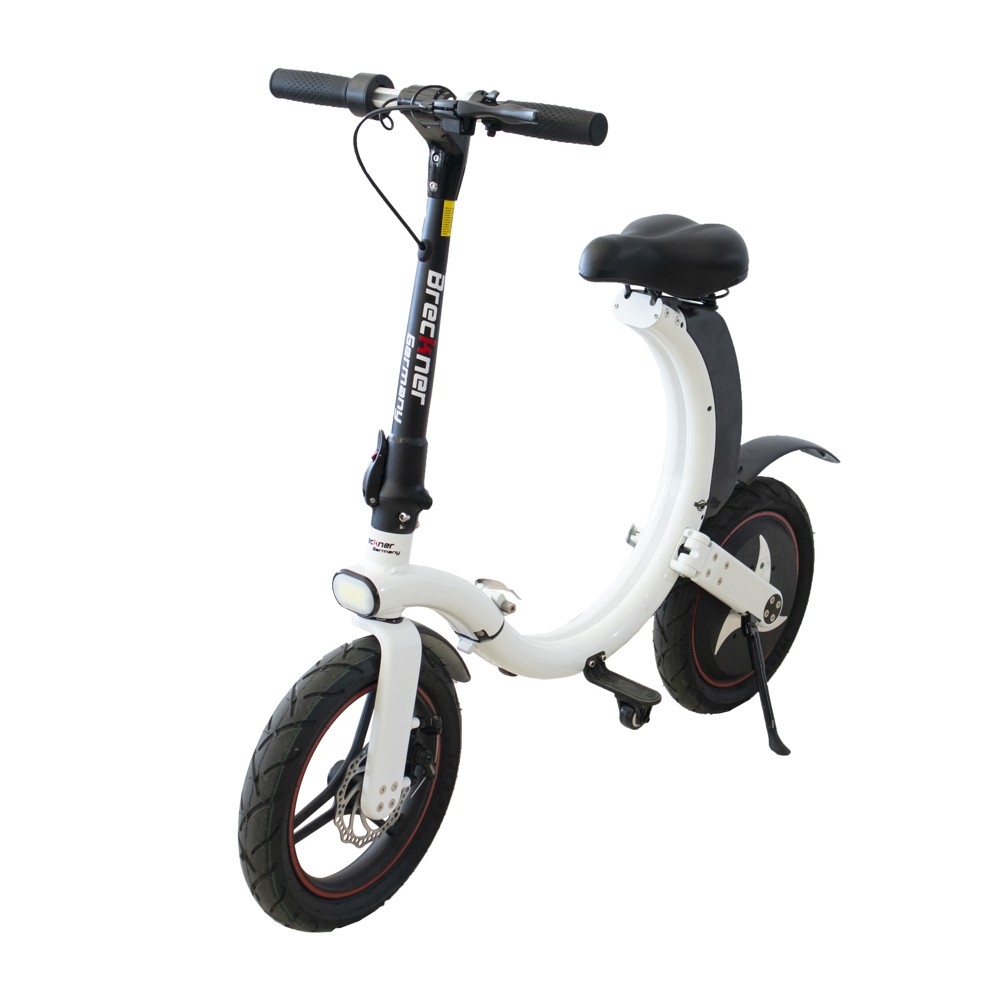 Bicicleta electrica pliabila Breckner Germany BK98552, 350W, 10 Ah, dimensiune roti 14 inch, alba