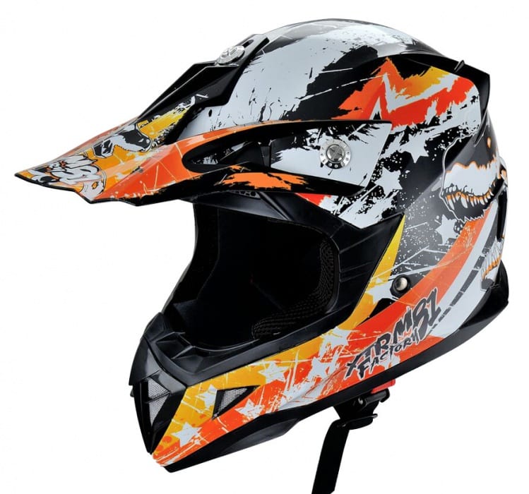 Casca moto / ATV integrala HECHT 53915, design mozaic, portocaliu, marimea M