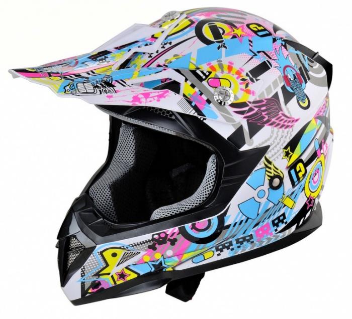 Casca moto integrala HECHT 51915, design modern, graffiti, marimea L