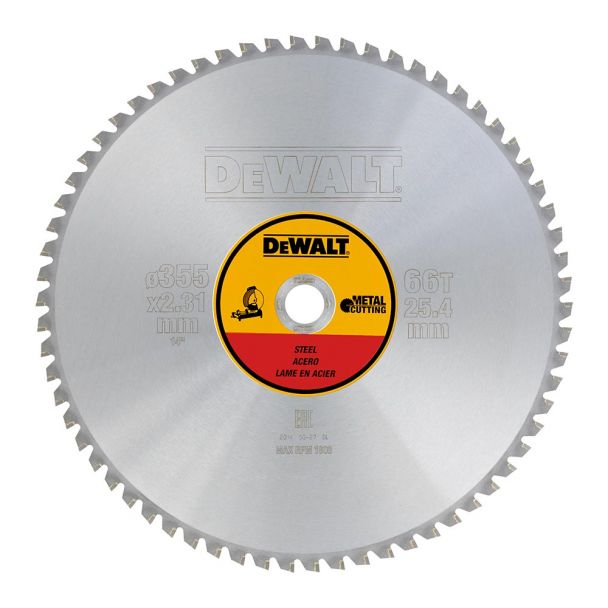 Disc Dewalt DT1926 pentru fierastrau circular, D 355x25.4x2.31 mm, 66 dinti, pentru taiere otel, seria Extreme