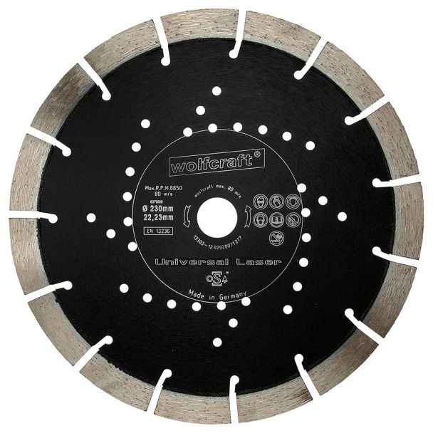 Disc diamantat Wolfcraft 8375000, Expert Universal, taiere segmentata, D 230x22.2x17 mm