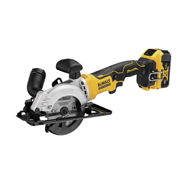 Fierastrau circular de mana DeWalt DCS571P2, 18V, 2 x5.0 Ah, 115 mm, motor fara perii