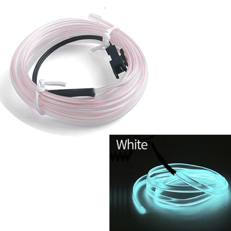 Fir Neon Auto "EL Wire" culoare Alba, lungime 2M, alimentare 12V, droser inclus